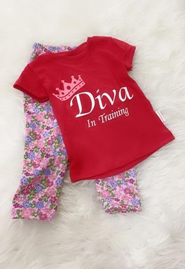 Girl Set Red Diva With Pink Floral Pant ( 3y - 5y)