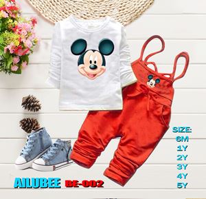 @  BE002 ( MICKEY RED ) AILUBEE BABY JUMPSUIT 2PCS SET. ( SIZE 6M )
