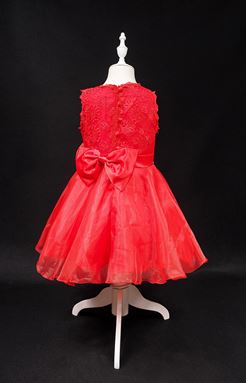 💖  L108 RED GIRLS CHIFFON DRESS WITH LACE  ( SIZE 130, 140 & 150 )