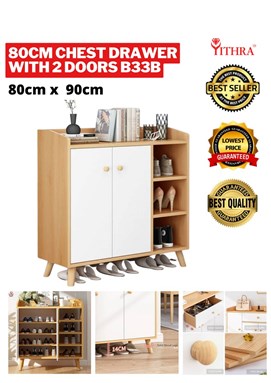 80CM CHEST DRAWER WITH 2 DOORS B33B