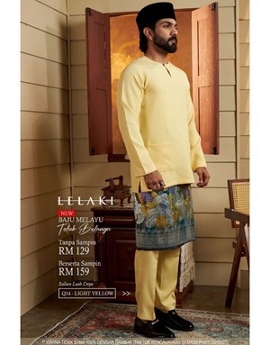 BAJU MELAYU TELUK BELANGA LELAKI Q14 LIGHT YELLOW