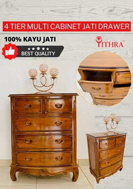 4 TIER MULTI CABINET JATI DRAWER