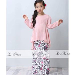 @   L.NICE PEPLUM LIGHT PINK KAIN BERCORAK( SZ 2Y-12Y )