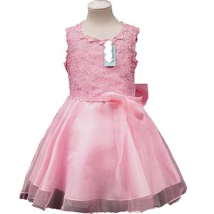 @  L108  SOFT PINK GIRLS CHIFFON DRESS WITH LACE