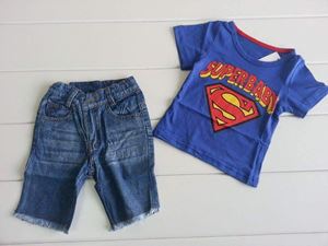 @  H & M SUPERMAN  BOY SET ( TOP + JEAN ). SIZE 2-7Y