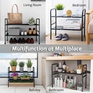 Extendable Stainless Steel Kitchen Organizer Under Sink Rack Kitchen Storage Shelf Racks Rak Serbaguna Dapur Sinki  rack