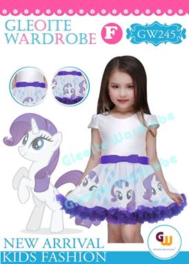 @  GW 245 DRESS  { F ~ PONY  WHITE }  ( SZ 2Y - 13Y )