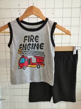 Singlet Boy Set -  Fire Engine ( size 1/2 till 3/4)