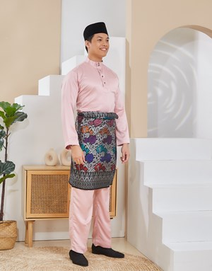 BAJU MELAYU TRADITIONAL ADAM K28 PEACH PINK