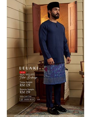 BAJU MELAYU TELUK BELANGA LELAKI Q2 DARK BLUE