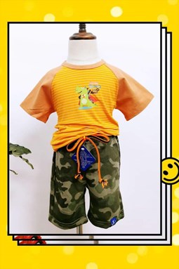 UNISEX SET 3 - ORANGE DINOR   ( SIZE 2-7Y )