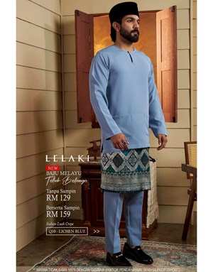 BAJU MELAYU TELUK BELANGA LELAKI Q10 LICHEN BLUE