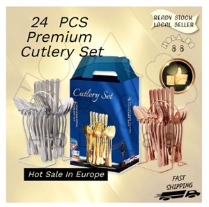 24pcs Cutlery Stand Set High quality Luxury Stainless Steel Tableware Set