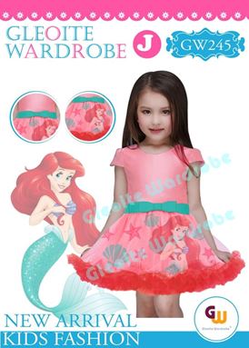 @  GW 245 DRESS  { J ~ MERMAID PINK  }  ( SZ 2Y - 13Y )