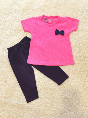 [SIZE 12/18M] Baby Girl Set : MINI LOVE PINK WITH BLUE BLACK PANT SDM