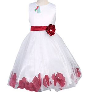 💖. L106 WHITE DINNER DRESS ( MAROON FLOWER ). SIZE 110 - 160