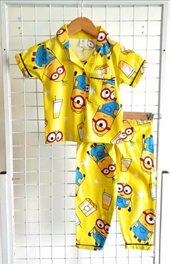 KIDS  Pyjamas MINION POPCORN STAR YELLOW : KIDS BUTTON (HF)