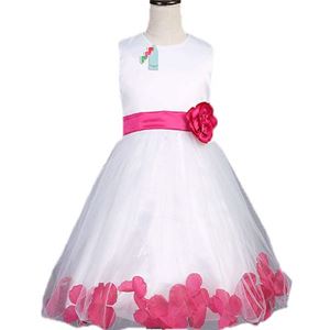 💖. L106 WHITE DINNER DRESS ( DARK PINK FLOWER ). SIZE 110 - 160