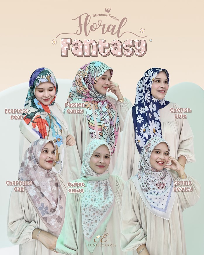 Tudung Bawal Floral Fantasy | Euniescarves