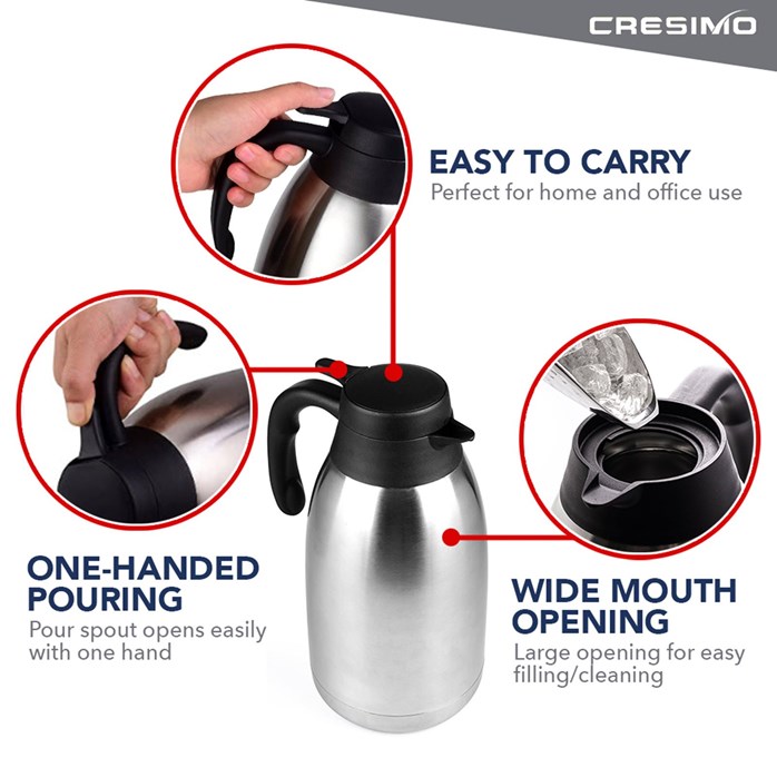 What is 1.5L 2L 68oz Leakproof Double Walled Vacuum Insulated Thermos Jug  304 Stainless Steel Tea Vacuum Flasks Thermal Coffee Carafe