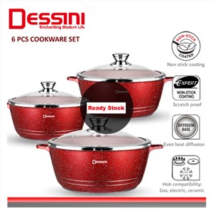 Dessini Regina 6pcs Granite Cookware Non Stick Pot Pan Set