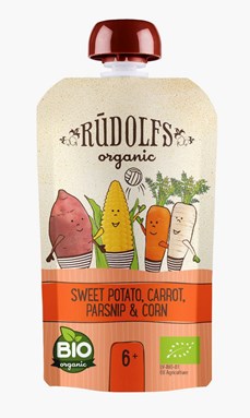 RUDOLFS ORGANIC SWEET POTATO, CAROT, PARSNIP & SWEET CORN PUREE