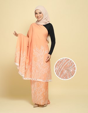 BATIK LUKIS PREMIUM With Diamond LZ 02 in Peach Orange