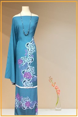 BATIK LUKIS COTTON LZ 77 in Teal Blue