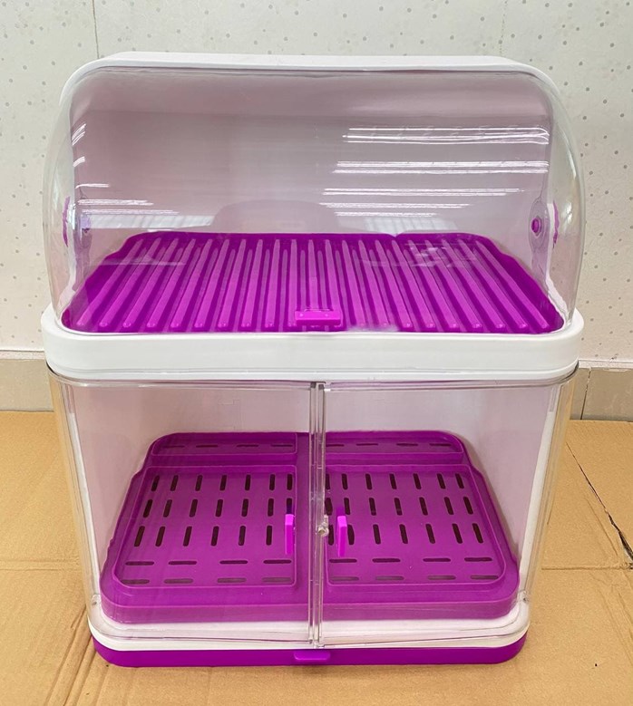 2 Compartment Dish Rack (Purple Tube & Pink Layer)