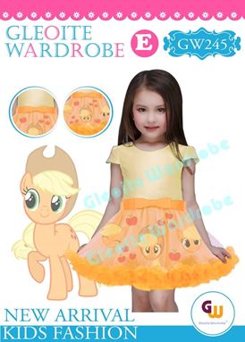 @  GW 245 DRESS  { E ~ PONY ORANGE }  ( SZ 2Y - 13Y )