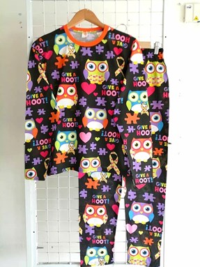 Pyjamas OWL PUZZLE BLACK : Size DEWASA M - 4XL