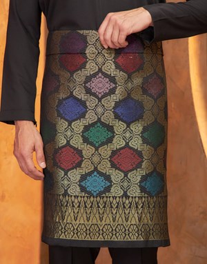 SAMPIN SONGKET PREMIUM SBP 16 in Black with Gold Thread