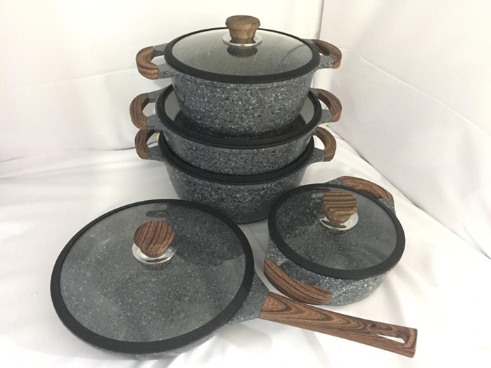 K&I GERMANY 10PCS GRANITE LINE cookware pot set periuk batu k & i