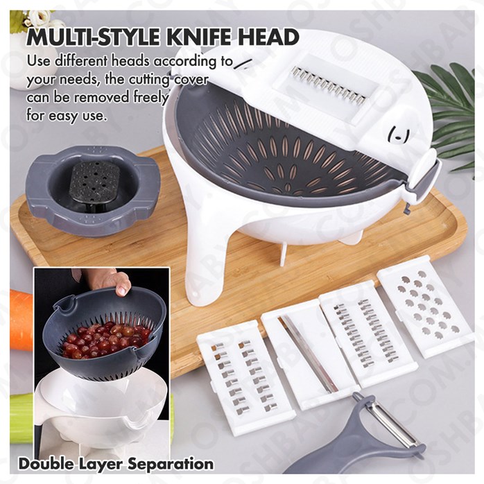 ishani enterprises white&gray 9 In 1 Wet Basket Vegetable Cutter Chopper,  For Home Usage