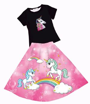 @  0192   SEQUINS TOP + PRINTED SKIRT  ( SET 1  ) SIZE 90-100