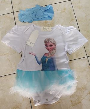 @  P30819  FROZEN ROMPER - WHITE SHORT SLEEVE ( SIZE 100 )