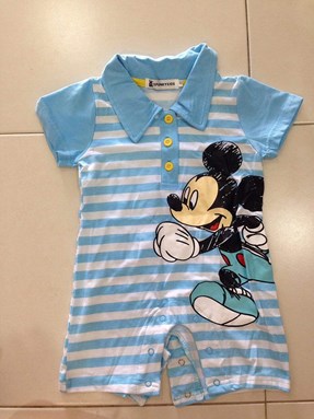 @ MICKEY MOUSE STRIPE BLUE  ROMPER (  SIZE 100 )