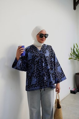 ZEINAB BATIK TOP ( Dark Blue 014 )