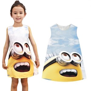 L163-C   MINNION JACQUARD DRESS ( SIZE 3-8Y )