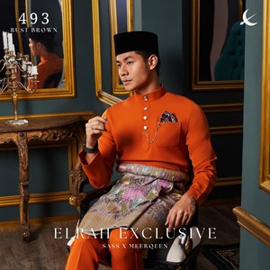 BAJU MELAYU ULTIMATE 2.0 (RUST BROWN) BRICK ORANGE C493