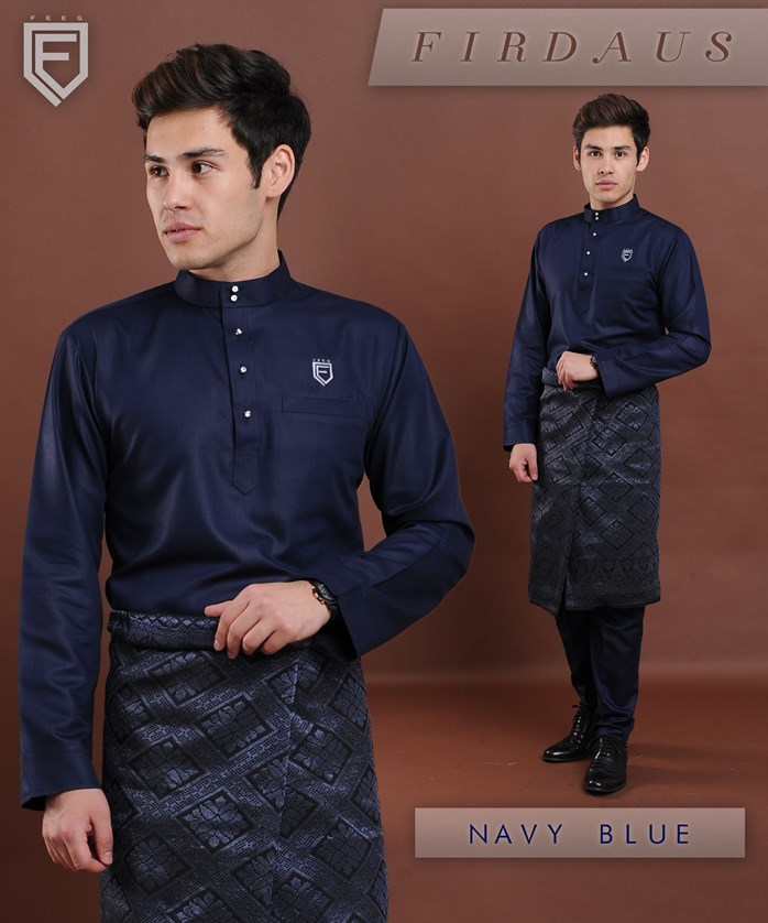 Baju Melayu Firdaus Navy Blue Feeq