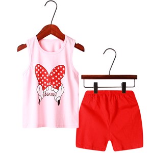 2162  KIDS 2PCS SET (  PINK MINNIE ) SIZE 90-140