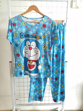 Pyjamas Dewasa Short Sleeve Doraemon LV Light Blue