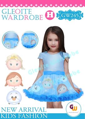 @  GW 245 DRESS  { H ~ PRINCESS BLUE }  ( SZ 2Y - 13Y )