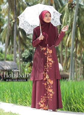KURUNG HABIBAH 004 DARK MAROON