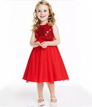 @  2014154-021   BLING RED DRESS ( 3 FLOWER )