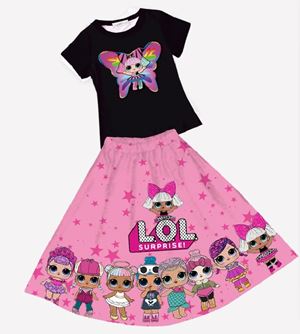 @  0190  SEQUINS TOP + PRINTED SKIRT  ( SET 3  ) SIZE 90