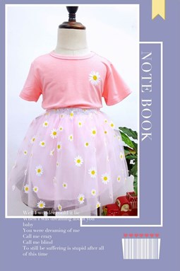 2172-8  GIRL SET 1  - PINK FLOWER  ( SIZE 2-7Y )