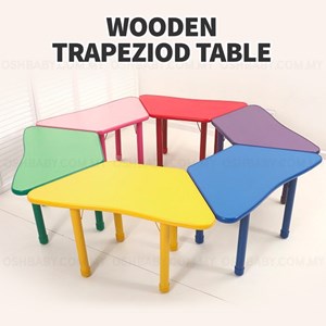 WOODEN TRAPEZOID TABLE