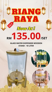 GLASS WATER DISPENSER WOODEN STAND - 10 LITER